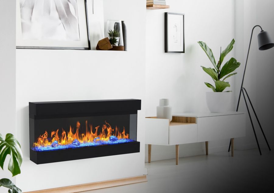 Focar electric liniar Aflamo Imperial Negru cu sunet